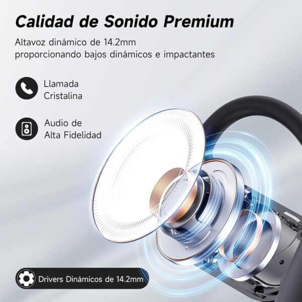 Auriculares Inalámbricos Deportivos, 2025 inalámbricos Auriculares Oreja Abierta Bluetooth 5.4 con Gancho, 50 Horas de reproducción con Pantalla LED, IP7 Impermeable para Running Sport, Control Táctil - Image 4