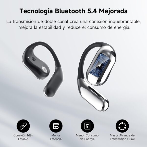 Auriculares Inalámbricos Deportivos, 2025 inalámbricos Auriculares Oreja Abierta Bluetooth 5.4 con Gancho, 50 Horas de reproducción con Pantalla LED, IP7 Impermeable para Running Sport, Control Táctil - Image 8