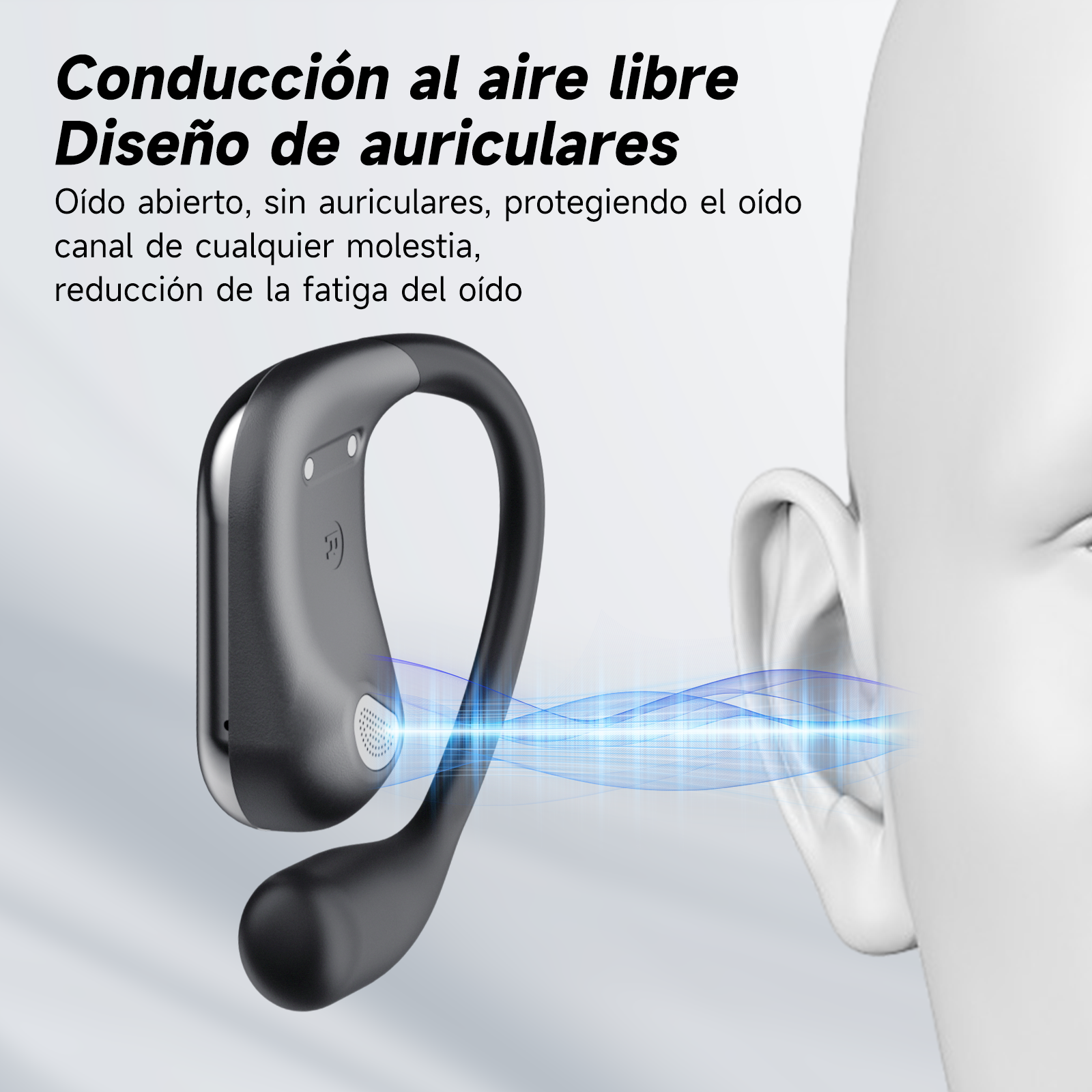 Auriculares Oreja Abierta Bluetooth 5.4, Auriculares Inalámbricos Deportivos con Gancho, Reproducción de 50H Pantalla LED, Cascos con micrófono Incorporado, Control Táctil - Image 6
