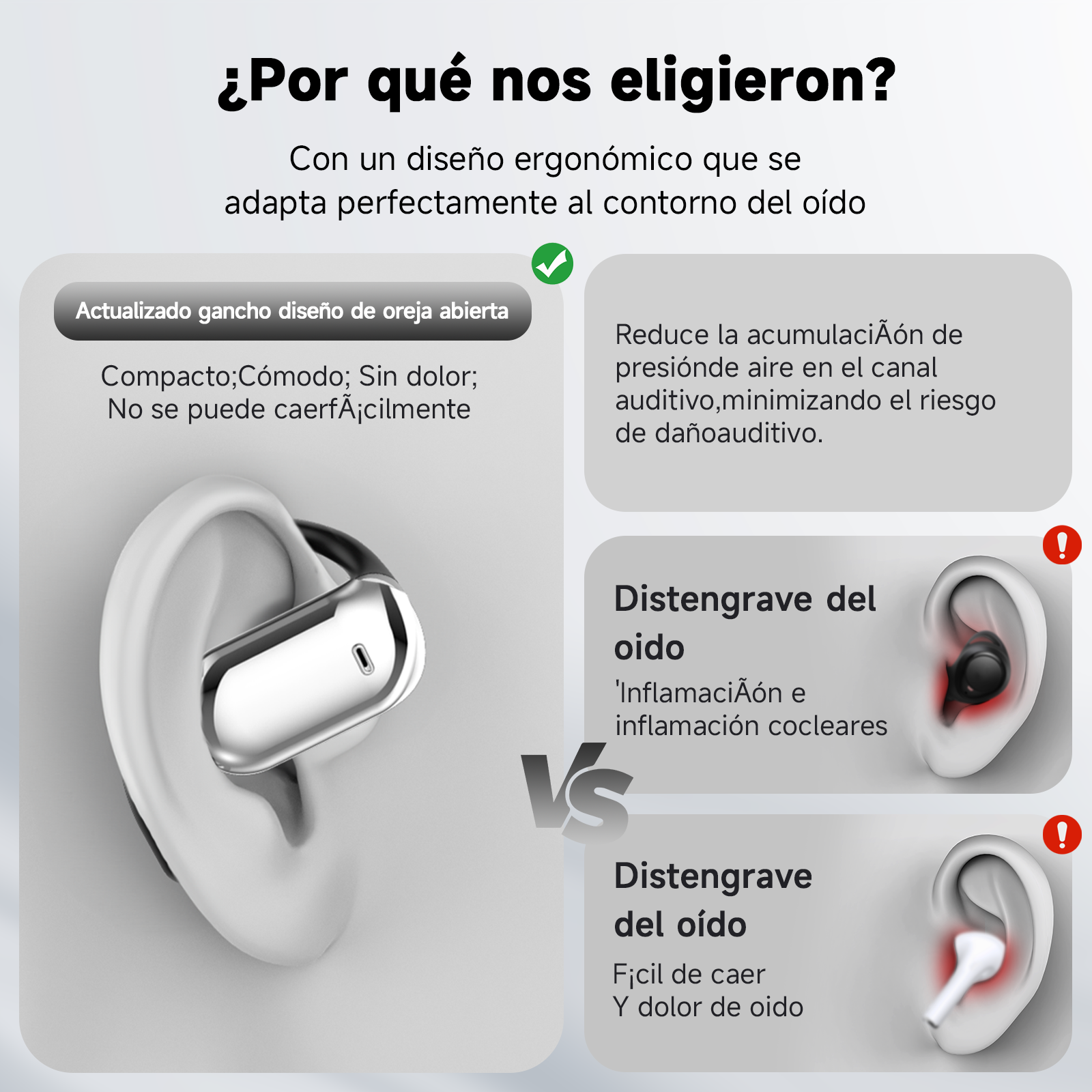 Auriculares Oreja Abierta Bluetooth 5.4, Auriculares Inalámbricos Deportivos con Gancho, Reproducción de 50H Pantalla LED, Cascos con micrófono Incorporado, Control Táctil - Image 2