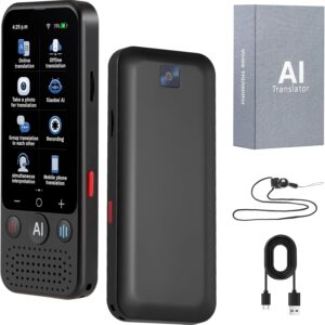AI Traducción Oreja Abierta Bluetooth 5.4, Deportivos con Gancho, Reproducción de 50H Pantalla LED, con micrófono Incorporado, Control Táctil