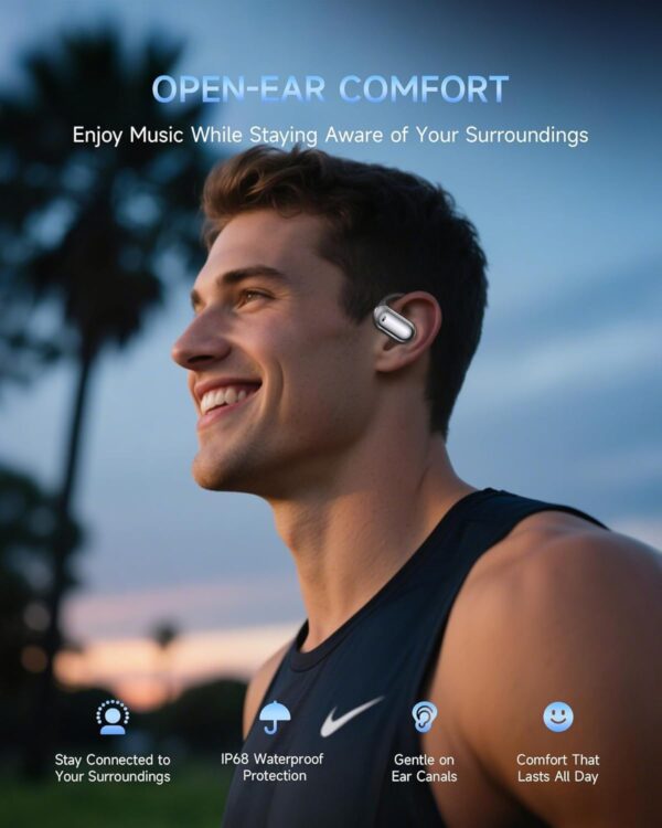 CoolJumper AI Translating Earbuds Real Time 3 in 1 Translation Headphones 144 Languages & Accents, Ultra Open Ear Headphones Bluetooth 5.4 for Bussiness Travel Learning - Silver Black - Image 7