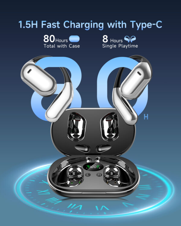 CoolJumper AI Translating Earbuds Real Time 3 in 1 Translation Headphones 144 Languages & Accents, Ultra Open Ear Headphones Bluetooth 5.4 for Bussiness Travel Learning - Silver Black - Image 2